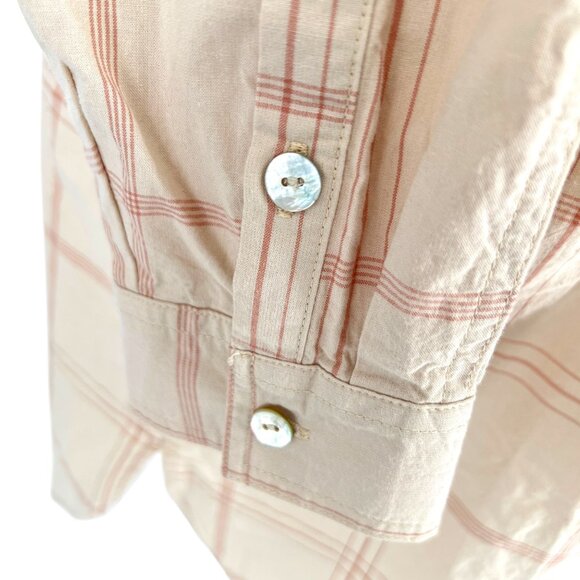 Jackson Rowe Beau Plaid Button-Up Oversized Shirt Dress Beige Size Medium NWOT - Picture 8 of 13